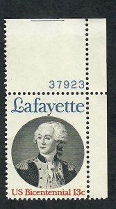 1716 Lafayette MNH single with plate number - PNS