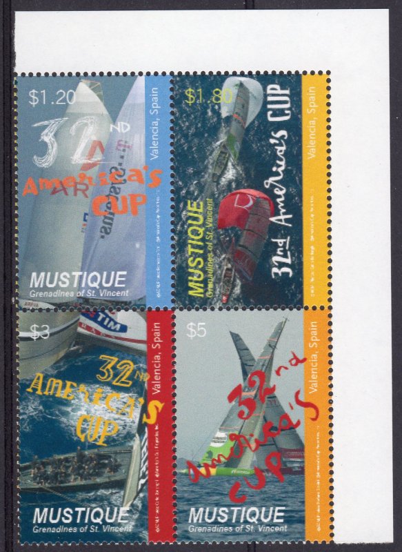 MUSTIQUE 2007 AMERICA'S CUP 32nd./Yachting/Set of 4 values MNH