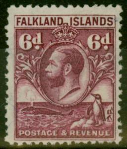 Falkland Islands 1929 6d Purple SG121 Fine Mtd Mint