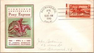 FDC 1940 SC #894 Linprint Cachet - Sacramento, CA - Single - J4692