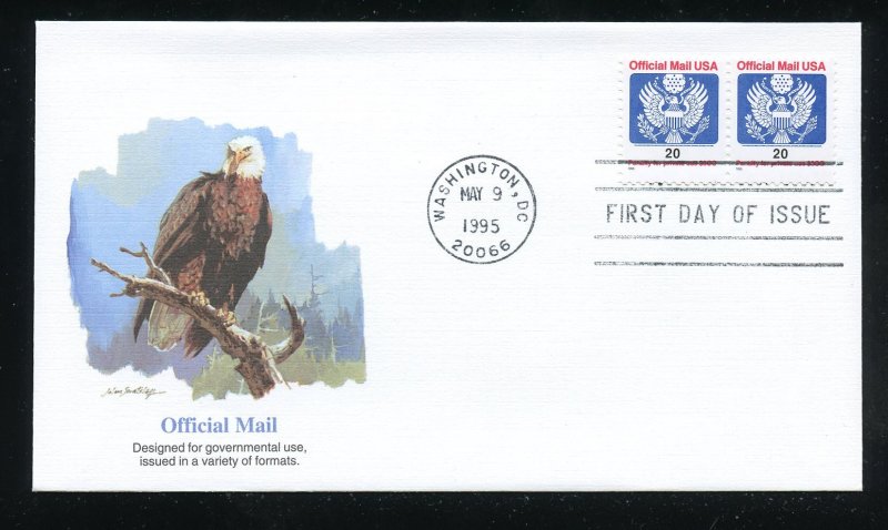 US O155 20c Official Mail UA Fleetwood cachet FDC