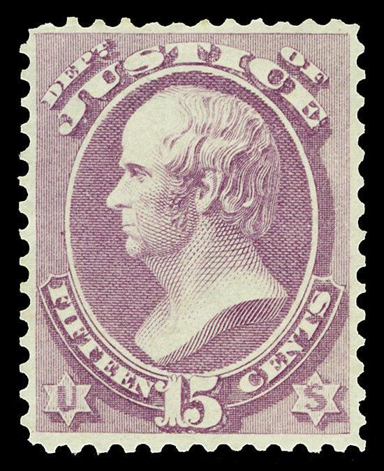 Scott O31 1873 15c Justice Department Official Unused F-VF NG Cat $220