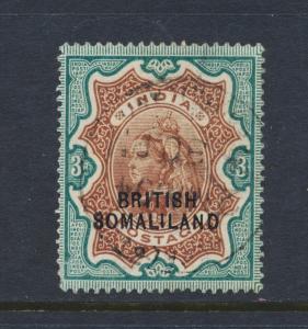 SOMALILAND PROTECTORATE 1903, 3Rs (SIGNED) VF USED SG#23 (SEE BELOW)