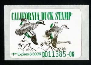 US Duck California Stamps # 5 XF Missing wavy lines OG NH Scott Value $140.00