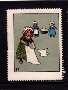 German Advertising Stamp- Girls Washing Clothes #17