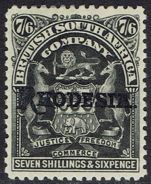 RHODESIA 1909 ARMS OVERPRINTED 7/6 