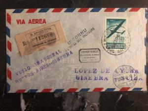 1947 Buenos Aires Argentina First Flight Cover FFC Geneva Switzerland 130 Flown