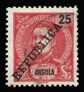 ANGOLA Scott #93 1911 unlisted variety? overprinted black, used, LH