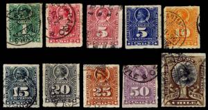 1878-99 CHILE #25-32 & 34-36 COLUMBUS SHORT SET - USED - FINE+ - $36.15 (E#2310)