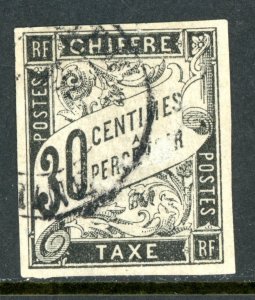 France 1884 Colony General Issues Postage Due 30¢ Black Imperf Sc #J9 VFU L47