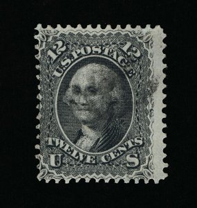 GENUINE SCOTT #69 F-VF USED 1861 BLACK 12¢ GEORGE WASHINGTON CORK CANCEL #16084