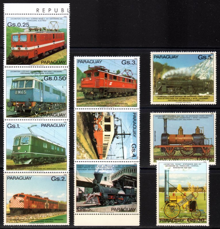 Paraguay 1981 Sc#1989/1992   LOCOMOTIVES   Set (10) MNH