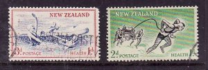 New Zealand-Sc#B52-3-used semi-postal set-Life-Saving Team-1957-