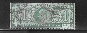 GREAT BRITAIN SCOTT #142 (SG #266) 1902-11 EDWARD VII ONE POUND - USED