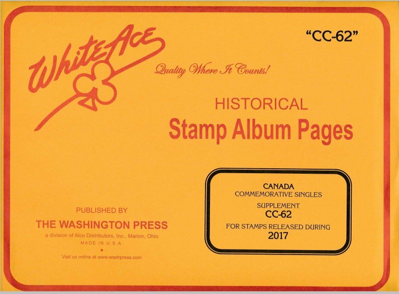 WHITE ACE 2017 Canada Commemorative Singles Stamp Album Supplement CC-62