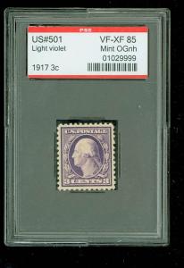US #501, Regular Issue, PSE Graded VF-XF 85 Mint OGnh