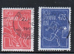 Denmark Sc 945-946 1991 Keep Deenmark  Clean stamp set used