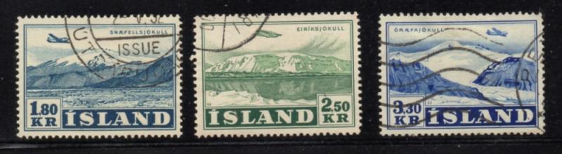 Iceland Sc C27-9 1952 airmail stamp set used