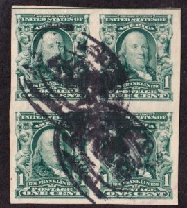 US 314 1c Franklin XF Block of 4 w/Reg Cancles