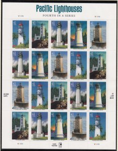 2007 Pacific Lighthouses 5 different Sc 4150a full MNH pane of 20 self-adhesive