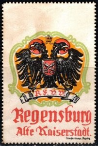 Vintage Germany Poster Stamp Regensburg Old Imperial City