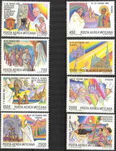 Vatican 1986 Visits of Pope John Paul to Austria Poland Set of 8 MNH