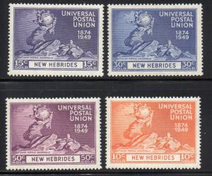 New Hebrides Sc 62-65 1949 75th UPU Anniversary stamp set mint