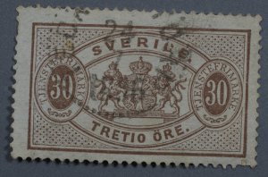 Sweden #O22 Used Fine Place Cancel Date24 ?? 1886(?) HRM