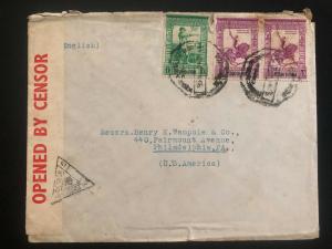 1940s Portuguese India Commercial Censored cover To Philadelphia PA USA