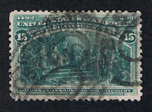 AFFORDABLE GENUINE SCOTT #238 VF+ 1893 BOSTON DUAL OVALS CANCELS 15¢ COLUMBIAN