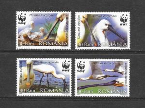 BIRDS - ROMANIA #4887-90 WWF  MNH