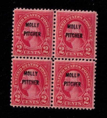 US SCOTT #646 OVERPRINTED MOLLY PITCHER BLOCK MNH.OG F-VF