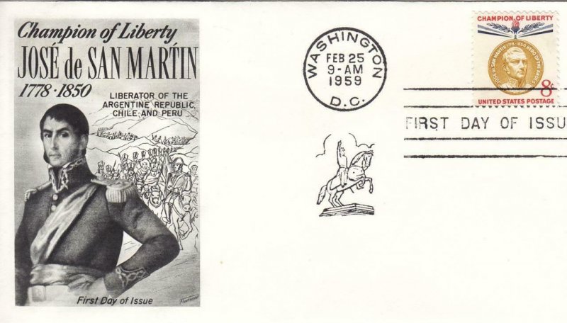 1959, Jose de San Martin, Fleetwood, FDC (E7534)