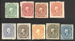 MEXICO #165-73 Mint - 1884 Hidalgo Set