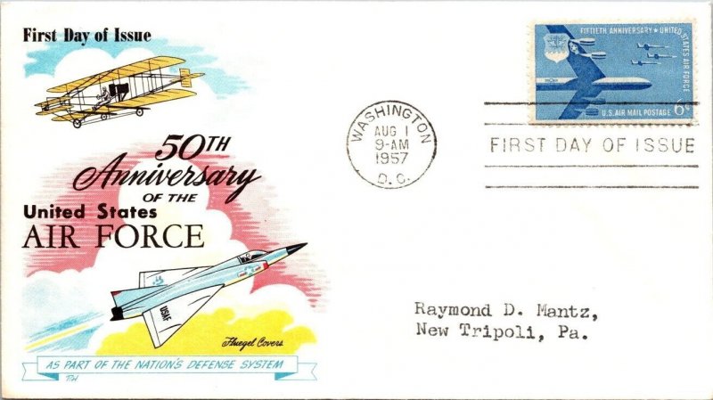 FDC 1957 SC #C49 Fluegel Cachet - Washington DC - Single - F61538