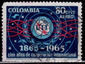 Colombia, 1965, Airmail, 100th Anniversary of ITU, 80c, used