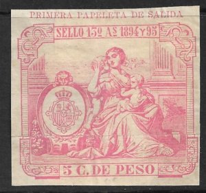 CUBA 1894-95 5c Port and Customs 1st SAILING PERMITS Revenue CJ14VFU