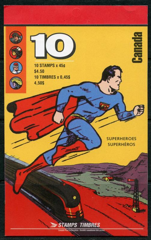 CANADA SUPERMAN COMPLETE BOOKLET OF TEN 45c STAMPS  MINT NH 