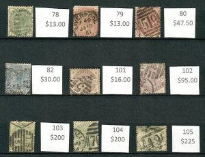 9 Early Great Britain used - 2012 Catalogue Value = $839.50 - See all Scans