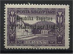 ALBANIA  OVERPRINT PROCLAMATION OF REPUBLIC 1925 1 FRANC NH