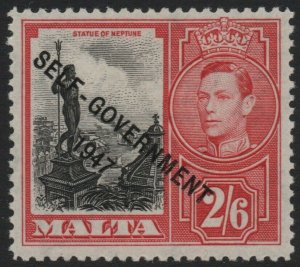 MALTA-1948-53 New Constitution 2/6 Black & Scarlet Sg 246 LMM V39704