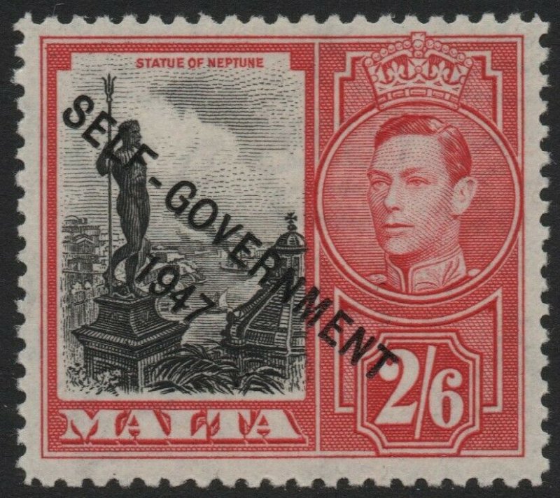 MALTA-1948-53 New Constitution 2/6 Black & Scarlet Sg 246 LMM V39704