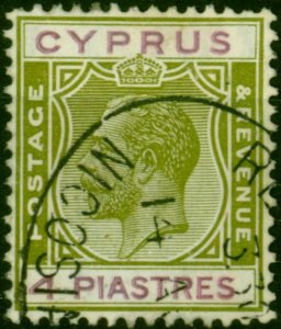 Cyprus 1924 4pi Sage-Green & Purple SG110 Fine Used