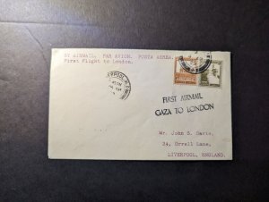 1929 Palestine Airmail FFC First Flight Cover Gaza to Liverpool England