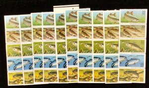 2205 Fish-Largemouth Bass, Catfish  10 panes of 5 MNH 22 c  FV $11.00   1986