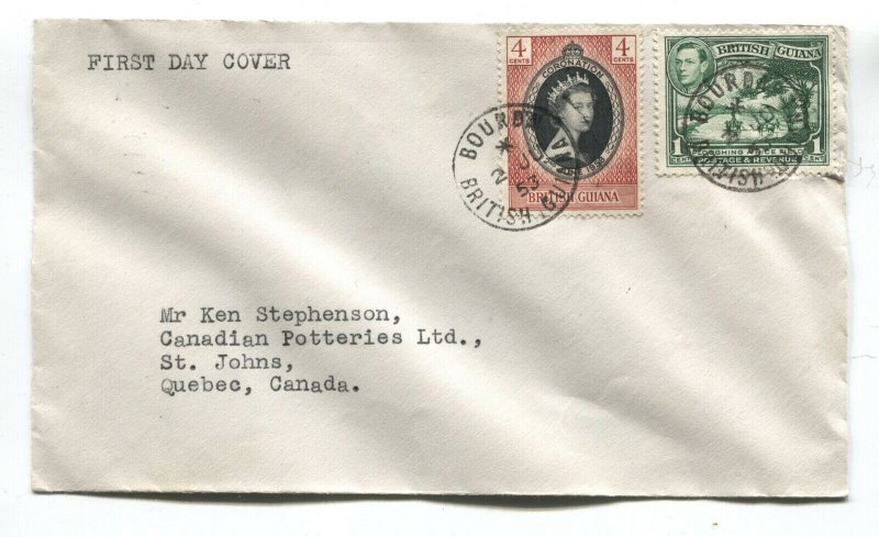 British Guiana 1953 QEII Coronation FDC cover 