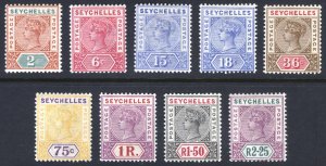 Seychelles 1897 2c-2r25 KeyPlate Die II Sc2/21, SG 28-36 LMM/MLH Cat $375