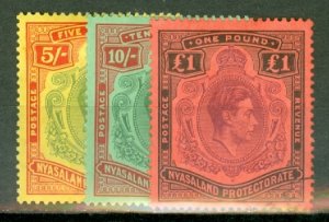 AB: Nyasaland 63-5 mint, 66 mint small tear, 67 used counted as mint CV $116