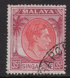 Singapore   #15  used   1952  George  VI  35c   perf 18