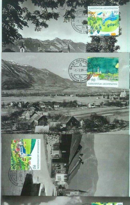 86492 - LIECHTENSTEIN - Postal History - Set of 6 MAXIMUM CARDS -  ARCHITECTURE